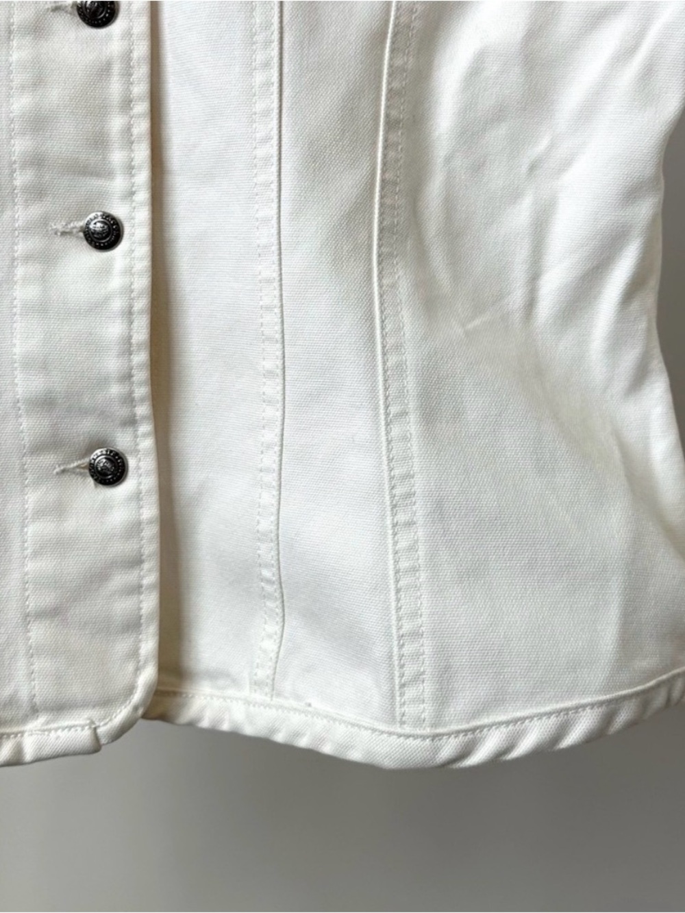 Vintage Faconnable White Jean Jacket with Button Front - Designed in Paris - Picture 2 of 7